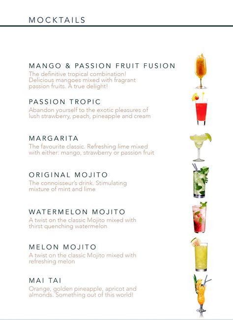 Sample Mocktail Menu 1 • TBL Drinks