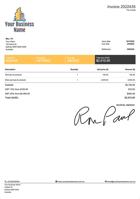 Microsoft Excel Invoice Template Free Download