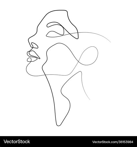 Beautiful female face line art drawing Royalty Free Vector