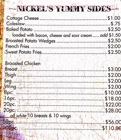 Menu at Wooden Nickel Restaurant & Bar, North Judson