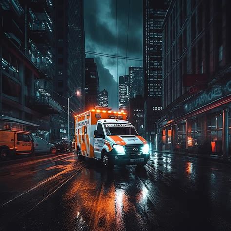 Premium AI Image | Ambulance during an emergency in the city generative ai