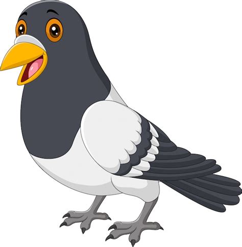 Cartoon funny pigeon isolated on white background | Premium Vector