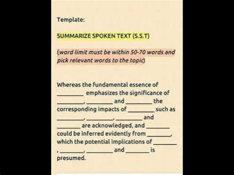 Summarize spoken text template / Pte listening #pte #ptetips # ...