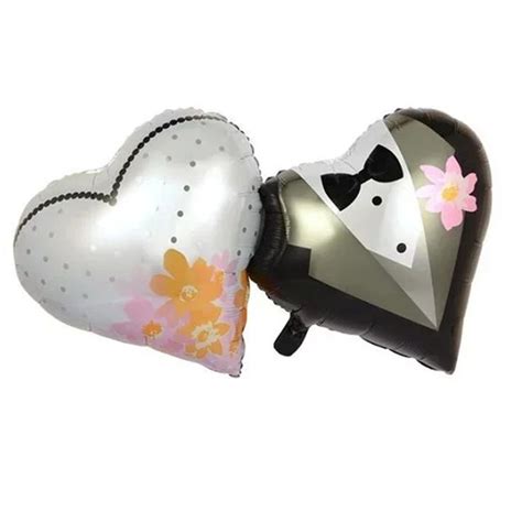 QGQYGAVJ 36inch Large double heart bride and groom heart foil mylar ...