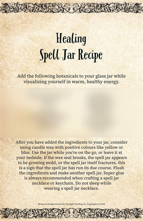 Healing Spell Jar Recipe DIY Spell Jar Digital Download Witchcraft ...