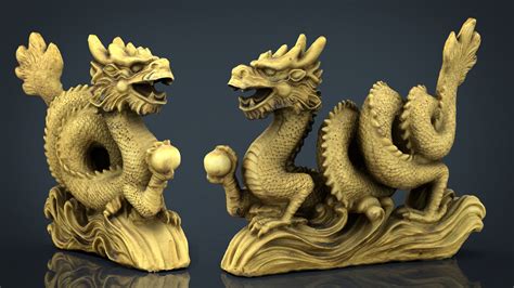 3D model Chinese dragon statue 2 VR / AR / low-poly | CGTrader