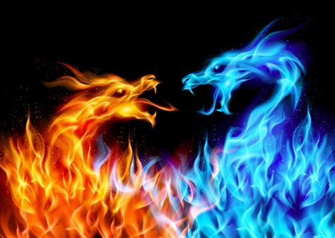 red and blue dragon fire digital wallpaper #dragon #5K #wallpaper # ...