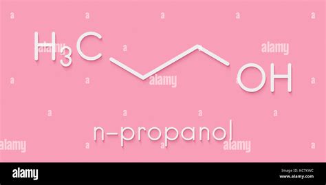 Propanol (n-propanol) solvent molecule. Skeletal formula Stock Photo ...