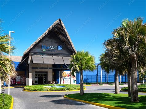 Dominican Republic - 19 February 2022: Entrance of shopping centre Blue ...