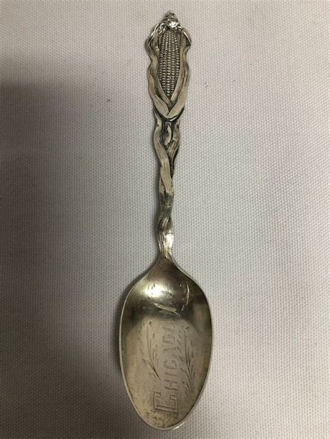 Saart SSMC Corn Sterling Silver Souvenir Spoon Chicago Illinois 5 1/4 ...