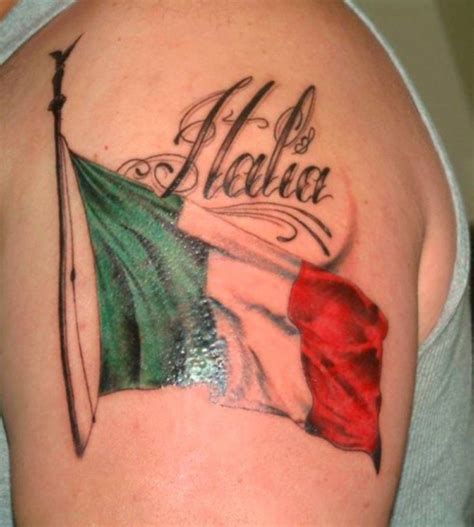 Colorful flag of italy tattoo on shoulder - Tattooimages.biz