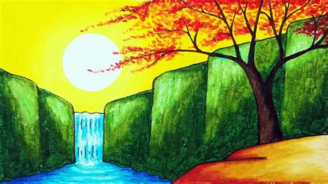 How To Draw A Beautiful Waterfall Scenery Waterfall Scenery | Images ...