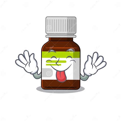 Funny Antibiotic Bottle Cartoon Design with Tongue Out Face Stock ...