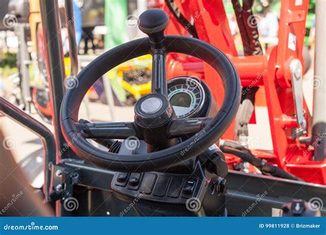 Close Up of Modern Tractor Steering Wheel. Stock Photo - Image of ...