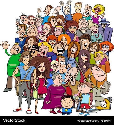 Cartoon people group in crowd Royalty Free Vector Image