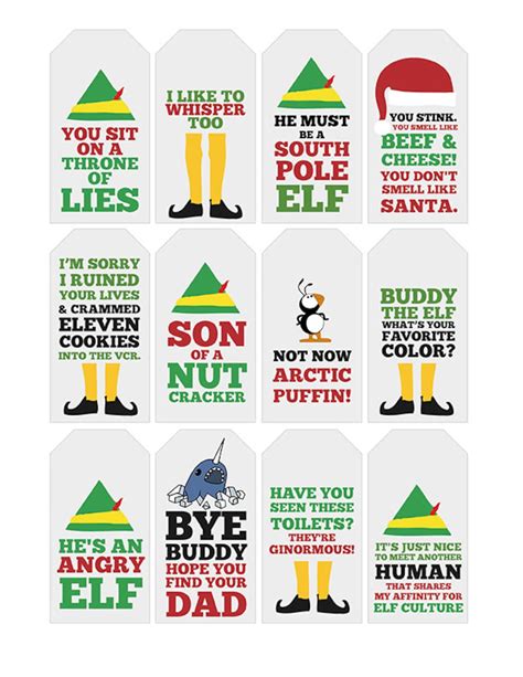 Funny Elf Quote Gift Tags Printable Typography - Etsy