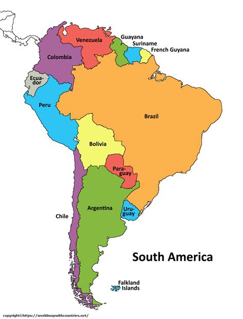 4 Free Political Map of South America with Countries in PDF | World Map ...