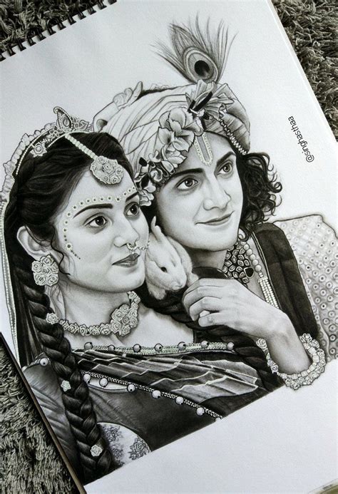 [Get 43+] Painting Radha Krishna Images Black And White