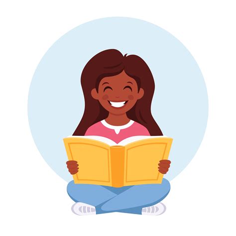 Black girl reading book. Girl studying with a book. 3399902 Vector Art ...