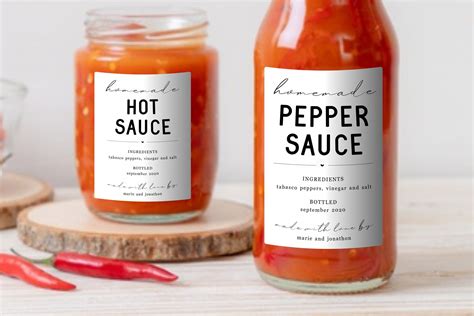 Homemade Pepper Sauce Label Template Printable Hot Sauce - Etsy