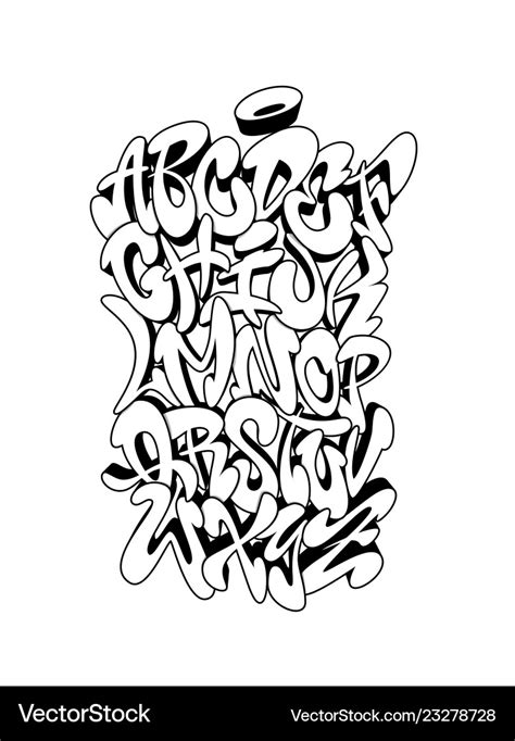 Handwritten graffiti font alphabet Royalty Free Vector Image