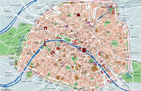 Paris map with top sights, shops, hotels. Paris map pdf.