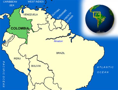 Colombia map. Terrain, area and outline maps of Colombia ...