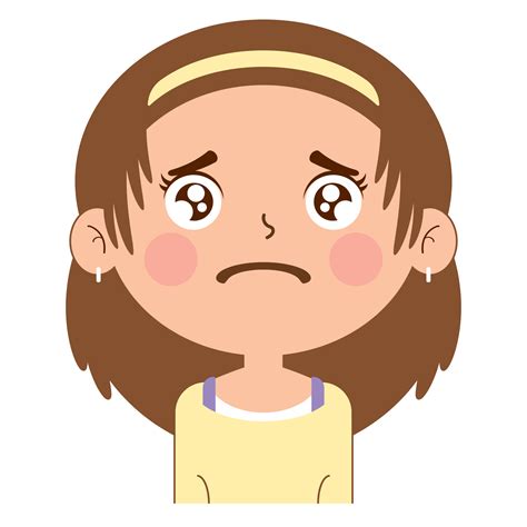 girl sad face cartoon cute 14428719 PNG