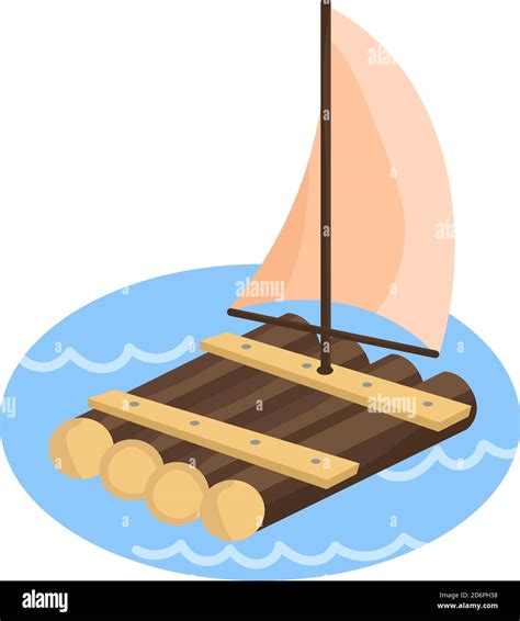 Raft in the water, illustration, vector on white background Stock ...