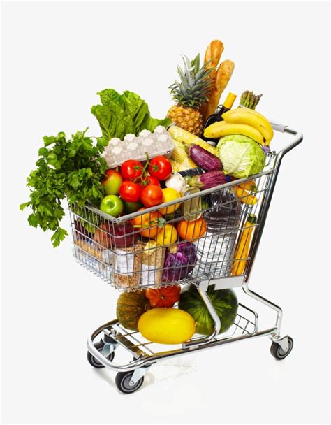 Grocery Shopping Cart Png Download Image - Shopping Cart With Healthy ...