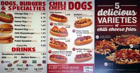 Menu at Wienerschnitzel fast food, San Marcos