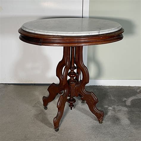 OVAL MARBLE SIDE TABLE