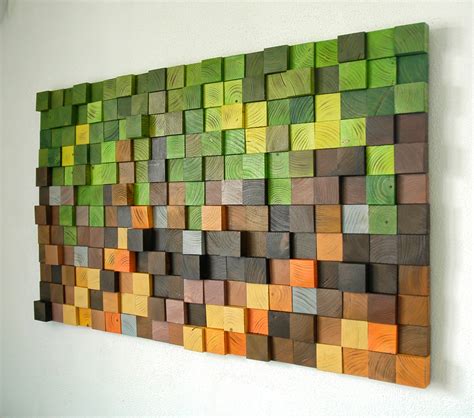 Minecraft Wood Wall Art, wood wall decor, wooden mosaic, abstract wood ...