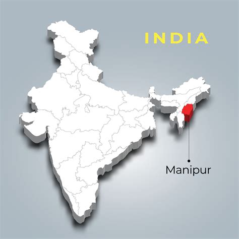 Manipur state map location in Indian 3d isometric map. Manipur map ...