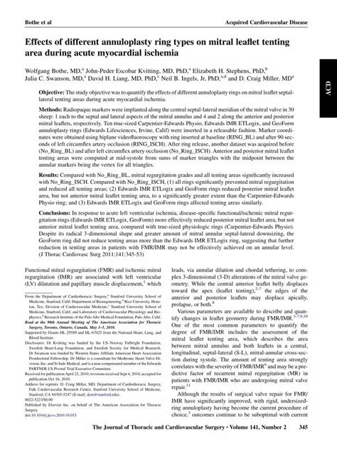 (PDF) Effects of different annuloplasty ring types on mitral leaflet ...