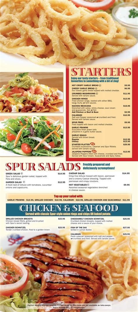 Menu - Spur Steak Ranches International