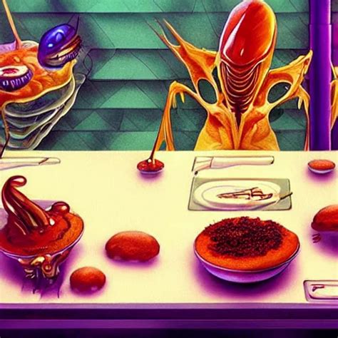 alien foods at a cafeteria, digital art, felix Kelly, | Stable ...