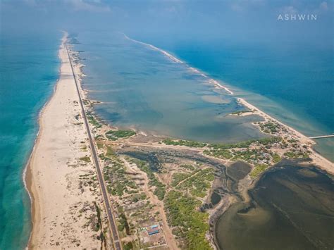 Aerial view of complete Danushkodi Island and town. . . Shot on DJI ...