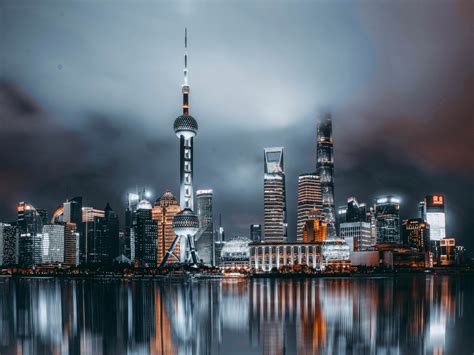 Wallpaper shanghai, cityscape, night desktop wallpaper, hd image ...