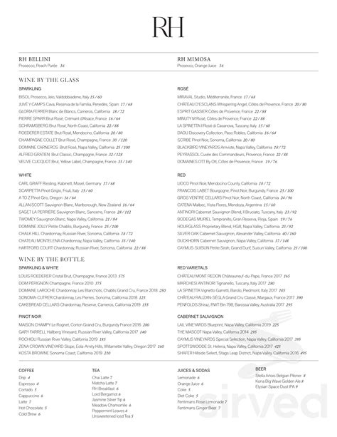 RH Rooftop Restaurant Charlotte menu in Charlotte, North Carolina, USA