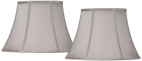 Springcrest Set of 2 Oval Lamp Shades Gray Medium 9" Wide x 7" Deep at ...