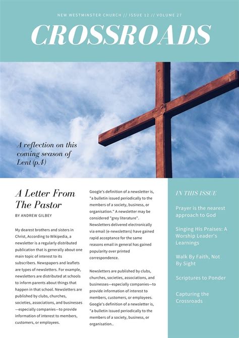 Free custom printable church newsletter templates | Canva