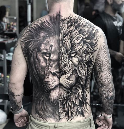 Total Of 14/15 Hours Of Work Lion Back Tattoo, Lion Tattoo Sleeves ...