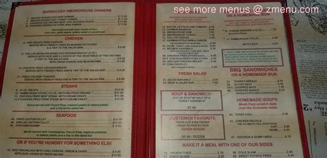 Menu at Oakridge Smokehouse Restaurant, Schulenburg, 712 US-77