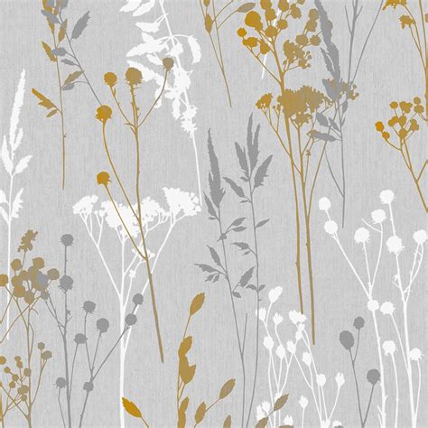 Yellow And Grey Abstract Flower Pattern Wallpaper | Best Flower Site