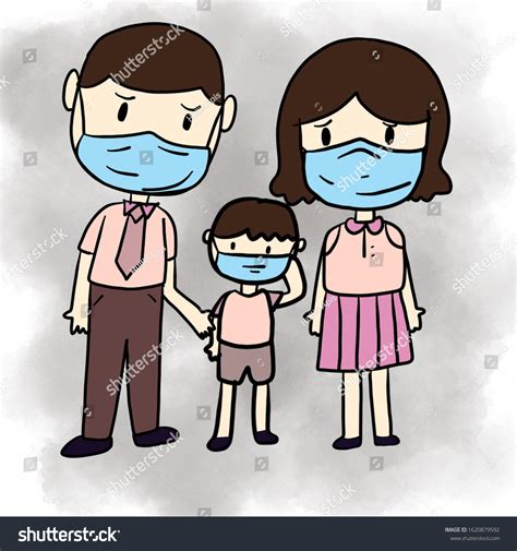 Cartoon Wearing Mask Illustration Air Pollutionpm 库存插图 1620879592 ...