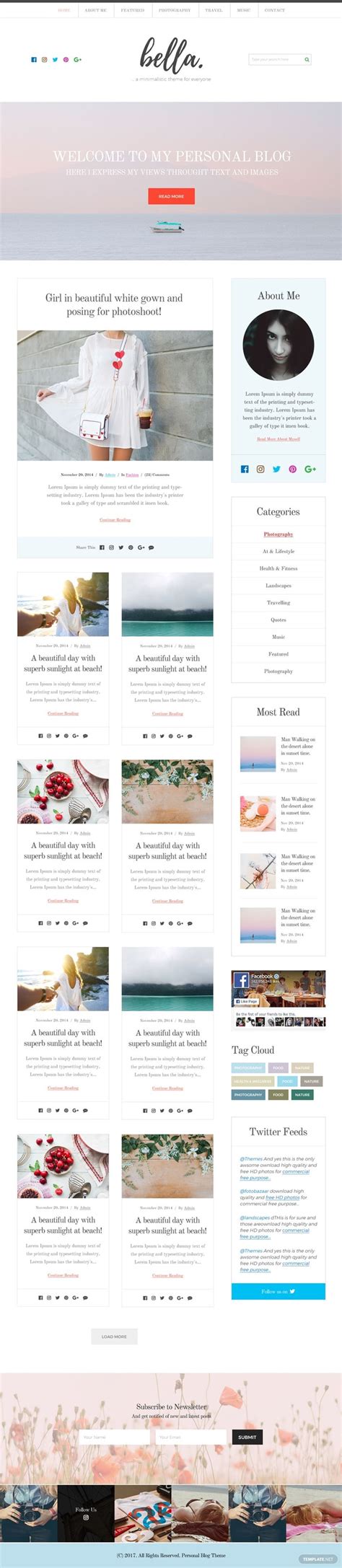 Free Personal Blog PSD Website Template - PSD | Template.net | Psd ...