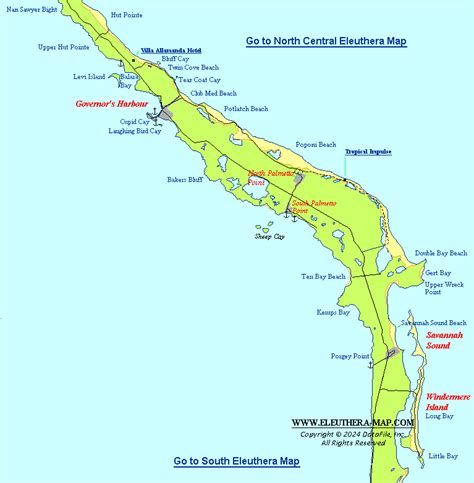 Central Eleuthera Map - Governors Harbour, North Palmetto Point ...