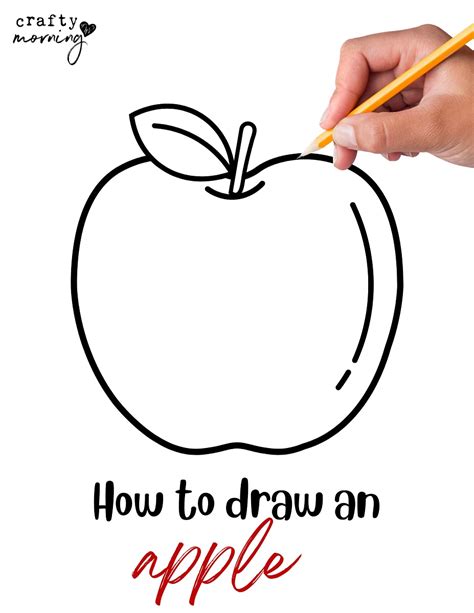 Easy Apple Drawing - Step by Step Printable - Crafty Morning