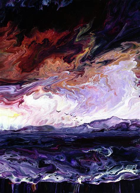 Burnt Orange Clouds Over the Bay Painting by Laura Iverson - Pixels